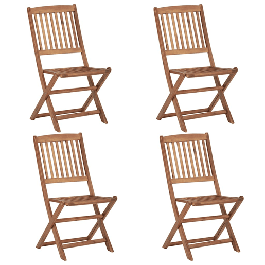 Cadeiras de jardim - Cadeiras de exterior dobráveis c almofadões 4 pcs acácia maciça