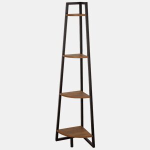 Max Home Estante fixa de madeira de canto com escada 4 prateleiras 30x30x135 cm