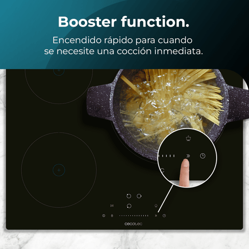 Cecotec Placa de indução de 3 zonas, 9 níveis, potência máxima de 7200 W e invisible touch slider control. Cecotec Placa de indução de 3 zonas, 9 níveis, potência máxima de 7200 W e invisible touch slider control.