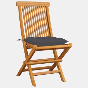 Cadeiras de jardim - Cadeiras de exterior c almofadões antracite 4 pcs teca maciça
