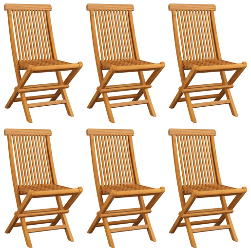 Cadeiras de jardim - Cadeiras de exterior c almofadões antracite 6 pcs teca maciça