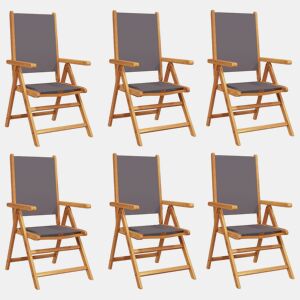 Cadeiras jardim - Cadeiras exterior reclin. 6 pcs tecidomadeira maciça antracite