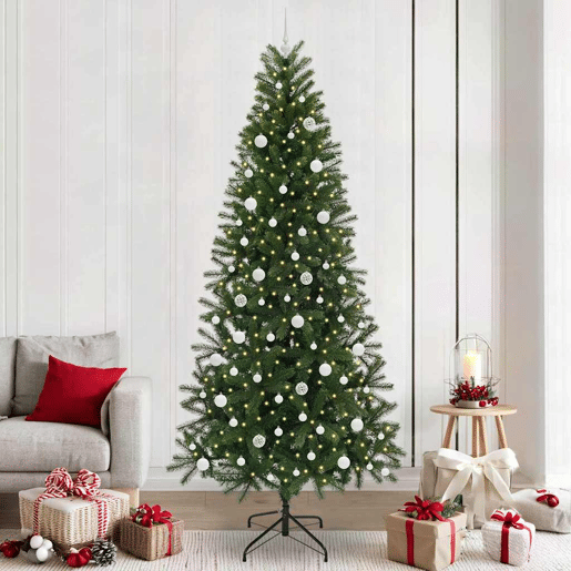 Árvore de Natal - Pinheiro de Natal Artificial com 300 LEDs Verde 240 cm PE e PVC