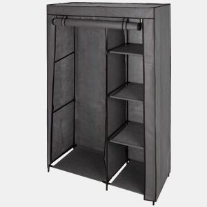 Max Home Roupeiro de tecido roupeiro 4 prateleiras 1 calha 105x44x160 cm cinzento