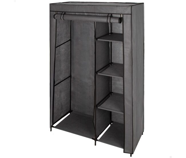 Max home armario ropero tela 4 estantes 1 barra 105x44x160 cm gris