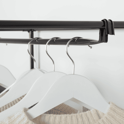 Max Home Roupeiro de tecido roupeiro 4 prateleiras 1 calha 105x44x160 cm cinzento