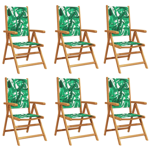 Cadeiras jardim - Cadeiras exterior reclin. 6 pcs tecidomadeira maciça verde