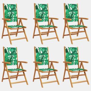 Cadeiras jardim - Cadeiras exterior reclin. 6 pcs tecidomadeira maciça verde
