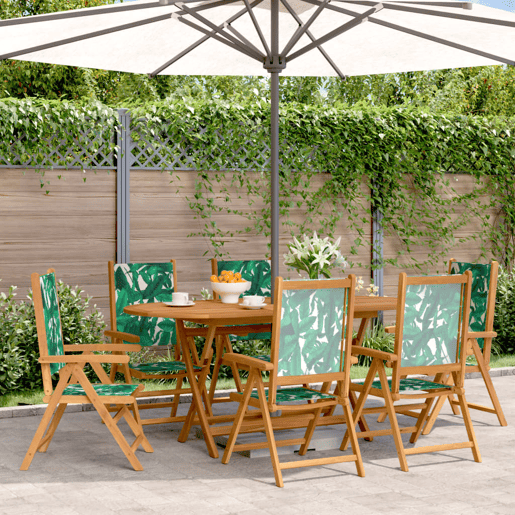 Cadeiras jardim - Cadeiras exterior reclin. 6 pcs tecidomadeira maciça verde