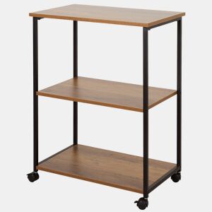 Max Home Estante de madeira com rodas 3 prateleiras 48x30x62 cm