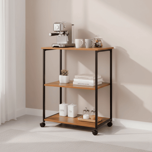 Max Home Estante de madeira com rodas 3 prateleiras 48x30x62 cm Max Home Estante de madeira com rodas 3 prateleiras 48x30x62 cm
