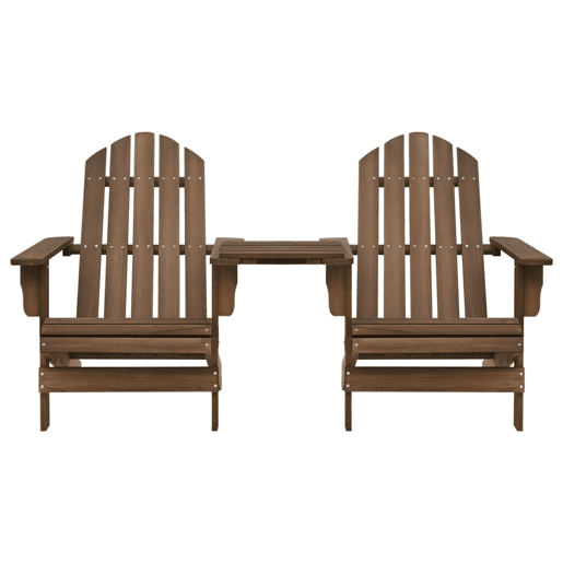 Cadeiras jardim - Cadeiras exterior Adirondack + mesa centro madeira abeto castanho Cadeiras jardim - Cadeiras exterior Adirondack + mesa centro madeira abeto castanho