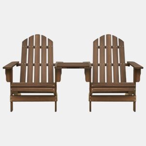 Cadeiras jardim - Cadeiras exterior Adirondack + mesa centro madeira abeto castanho