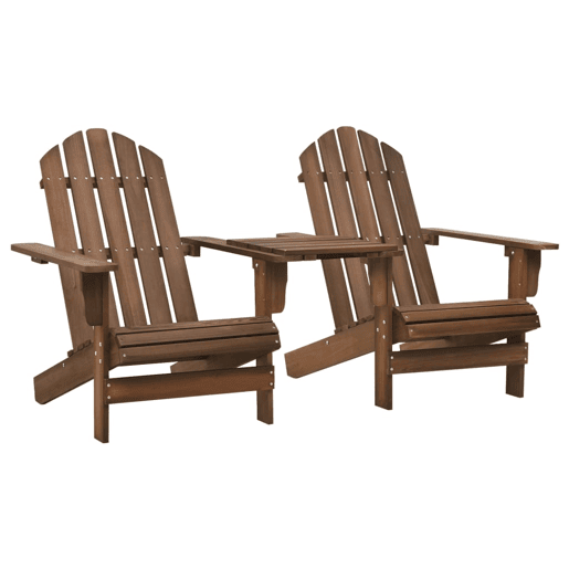 Cadeiras jardim - Cadeiras exterior Adirondack + mesa centro madeira abeto castanho Cadeiras jardim - Cadeiras exterior Adirondack + mesa centro madeira abeto castanho