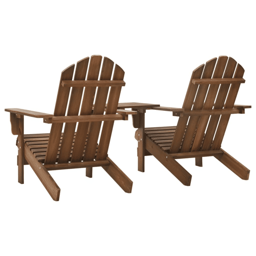 Cadeiras jardim - Cadeiras exterior Adirondack + mesa centro madeira abeto castanho Cadeiras jardim - Cadeiras exterior Adirondack + mesa centro madeira abeto castanho