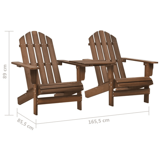 Cadeiras jardim - Cadeiras exterior Adirondack + mesa centro madeira abeto castanho Cadeiras jardim - Cadeiras exterior Adirondack + mesa centro madeira abeto castanho