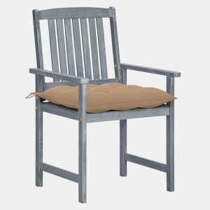 Cadeiras de jardim - Cadeiras de exterior c almofadões 8 pcs acácia maciça cinzento