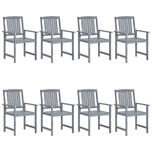 Cadeiras de jardim - Cadeiras de exterior c almofadões 8 pcs acácia maciça cinzento Cadeiras de jardim - Cadeiras de exterior c almofadões 8 pcs acácia maciça cinzento