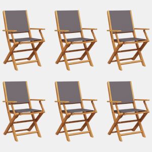 Cadeiras jardim - Cadeiras exterior dobráveis 6 pcs tecidomadeira maciça antracite