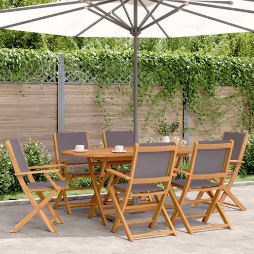 Cadeiras jardim - Cadeiras exterior dobráveis 6 pcs tecidomadeira maciça antracite