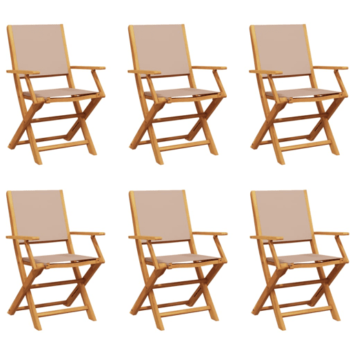 Cadeiras jardim - Cadeiras exterior dobráveis 6pcs tecidomadeira cinza-acastanhado