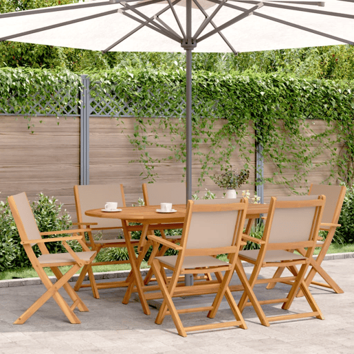 Cadeiras jardim - Cadeiras exterior dobráveis 6pcs tecidomadeira cinza-acastanhado
