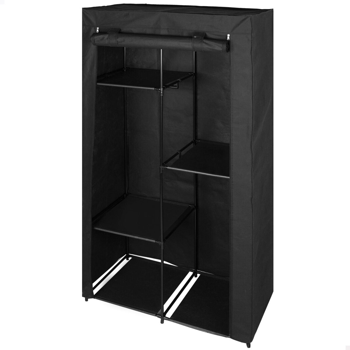 Max home armario ropero tela 3 estantes 1 barra para perchas 88x45x167 cm negro