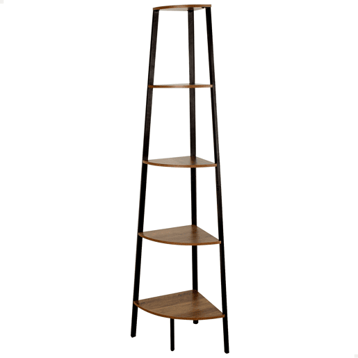 Max Home Estante fixa de madeira de canto com escada 5 prateleiras 35x35x135 cm Max Home Estante fixa de madeira de canto com escada 5 prateleiras 35x35x135 cm