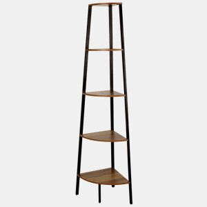 Max Home Estante fixa de madeira de canto com escada 5 prateleiras 35x35x135 cm