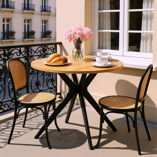 Mesa Redonda De Jantar Com Tampo De Madeira E Estrutura Metálica Preta, Design Industrial Moderno De 100 cm De Diâmetro, Ideal Para Sala De Jantar, Cozinha Ou Espaço Social