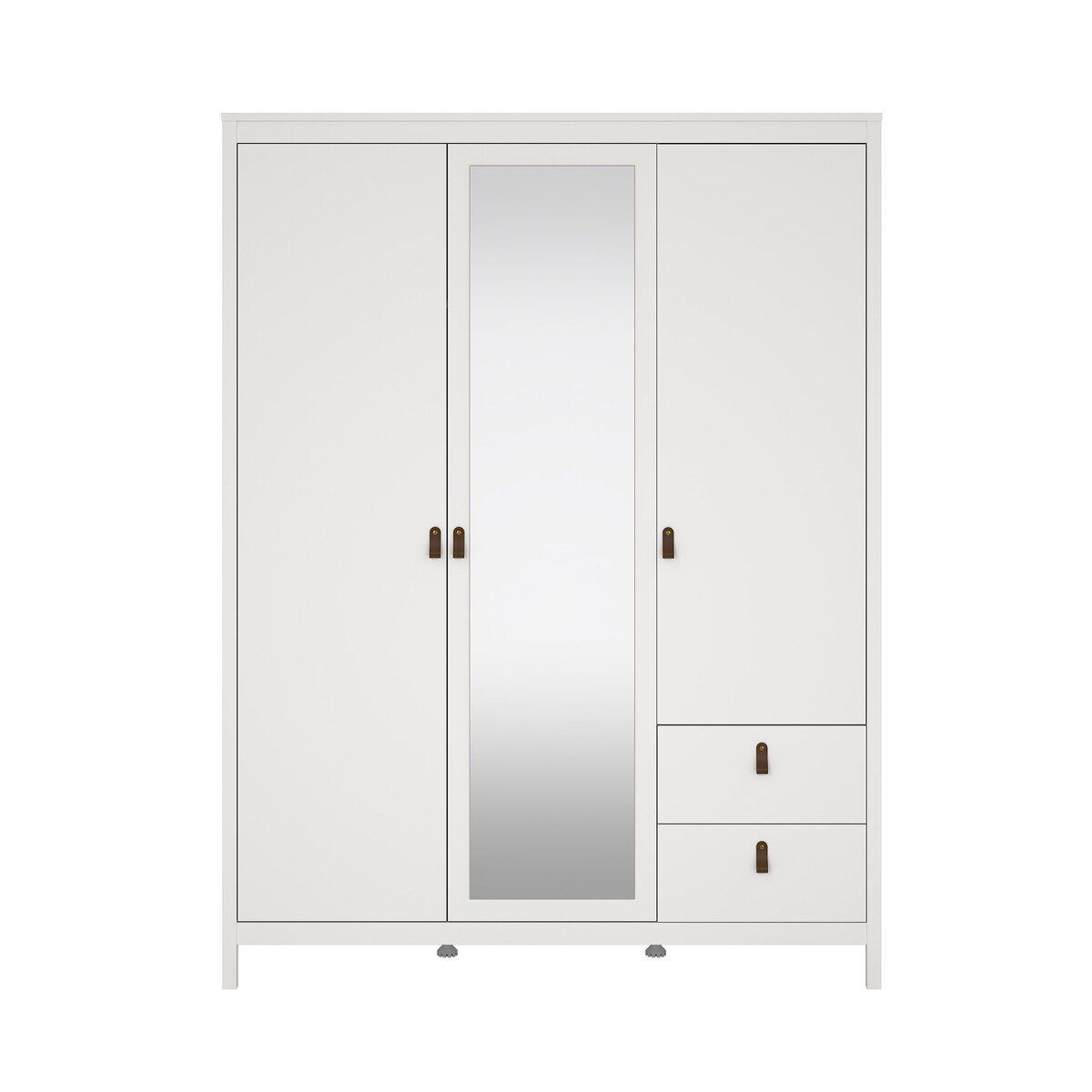 Armario 3 puertas (1 con espejo) y 2 cajones blanco l150 cm - barcelone