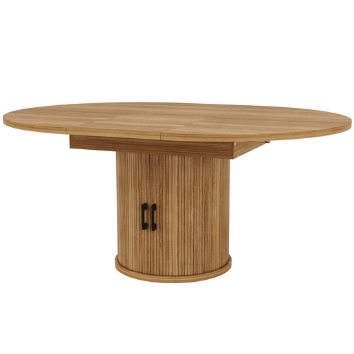 Mesa extensível redonda 118-158 cm - Sala de jantar, cozinha, varanda, extensível para ovalada - NogueiraPreto