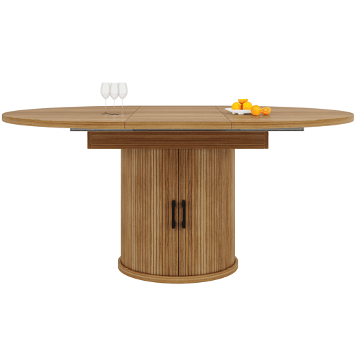 Mesa extensível redonda 118-158 cm - Sala de jantar, cozinha, varanda, extensível para ovalada - NogueiraPreto