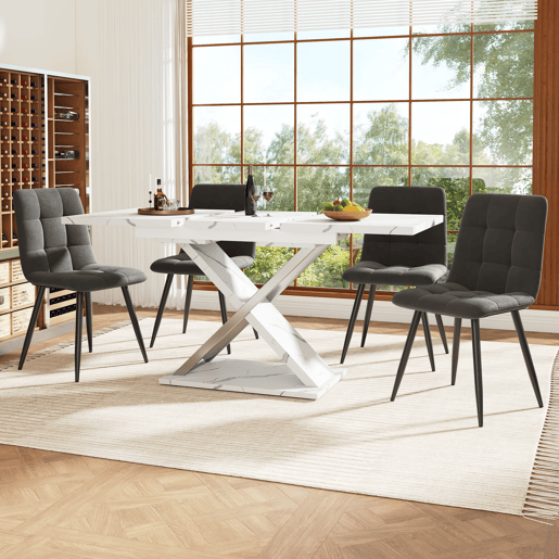 Mesa extensível 118-157 cm - Mesa de jantar e cozinha com pernas cruzadas - Branco