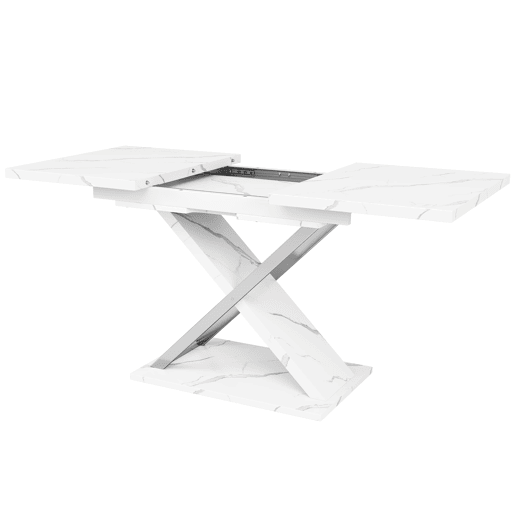 Mesa extensível 118-157 cm - Mesa de jantar e cozinha com pernas cruzadas - Branco
