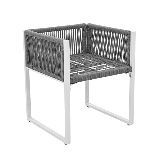 Conjunto de sala de jantar exterior para 6 pessoas - Cadeiras com almofadas, capa de tecido removível e lavável - Cinza, Branco