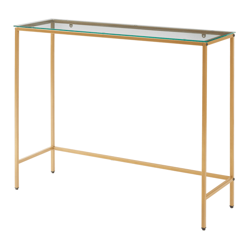 Mesa de consola Kronoby rectangular metal 100x30x80 cm Dourado  Transparente en.casa