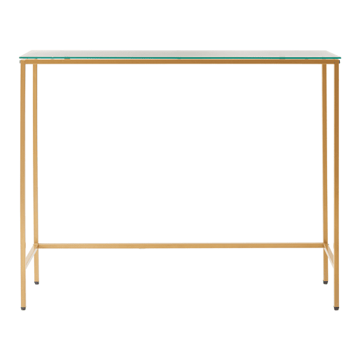 Mesa de consola Kronoby rectangular metal 100x30x80 cm Dourado  Transparente en.casa