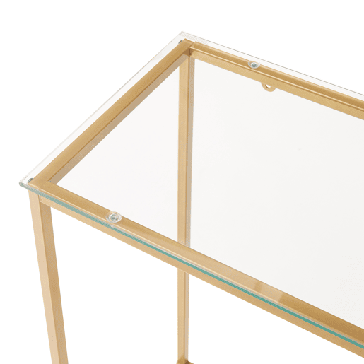 Mesa de consola Kronoby rectangular metal 100x30x80 cm Dourado  Transparente en.casa
