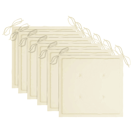 Cadeiras de jardim - Cadeiras de exterior c almofadões creme 6 pcs teca maciça