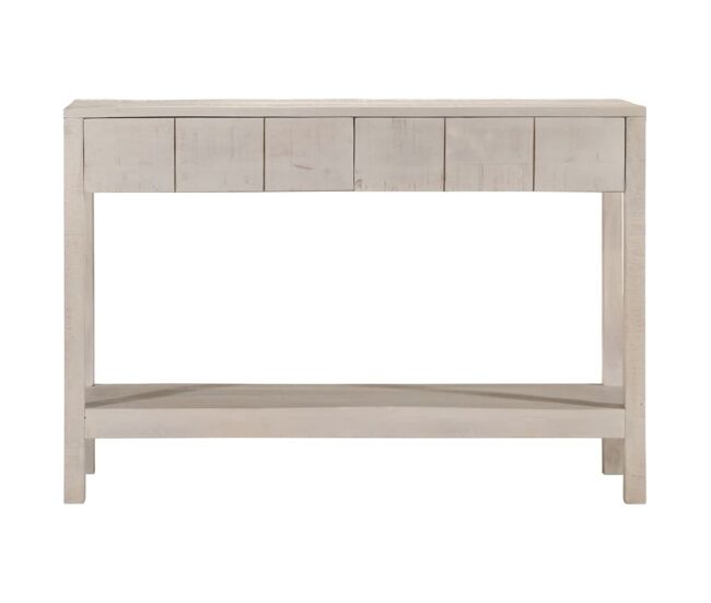 Mesa consola madera maciza de mango blanco 110x35x75 cm