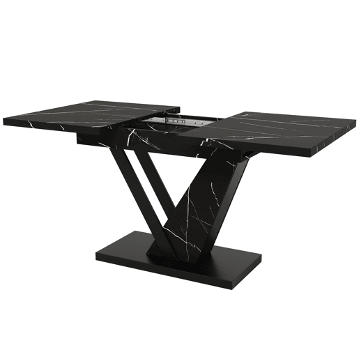 Mesa extensível telescópica 120-160*75 cm - Mesa de cozinha, design com padrão mármore preto