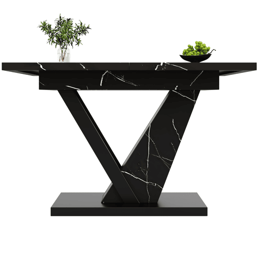 Mesa extensível telescópica 120-160*75 cm - Mesa de cozinha, design com padrão mármore preto
