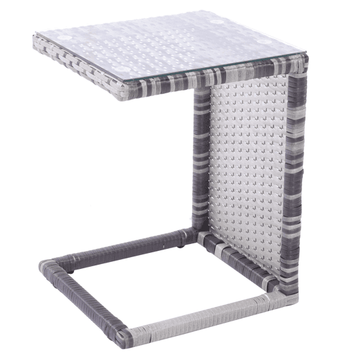 Conjunto de lounge de jardim - Mobiliário exterior - Com sofá com toldo, pufes, poltronas e mesa - Cinza