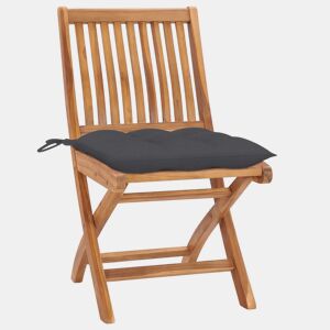 Cadeiras de jardim - Cadeiras de exterior dobráveis c almofadões 4 pcs teca maciça