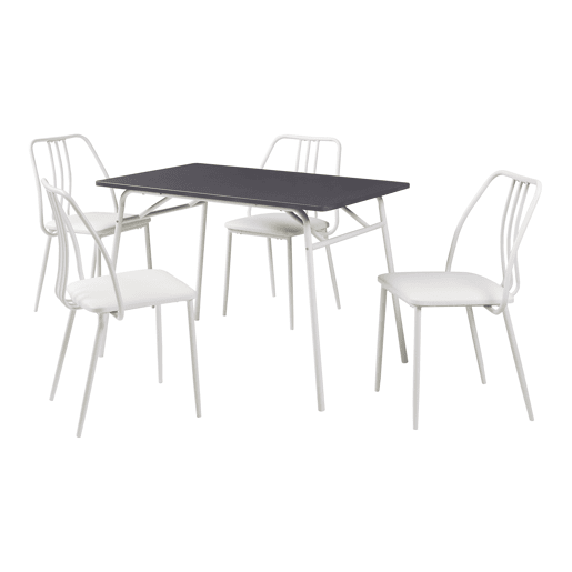 Conjunto de jantar Omso mesa de jantar 110 x 70 cm com 4 cadeiras cinzentobranco en.casa