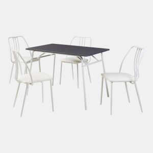 Conjunto de jantar Omso mesa de jantar 110 x 70 cm com 4 cadeiras cinzentobranco en.casa