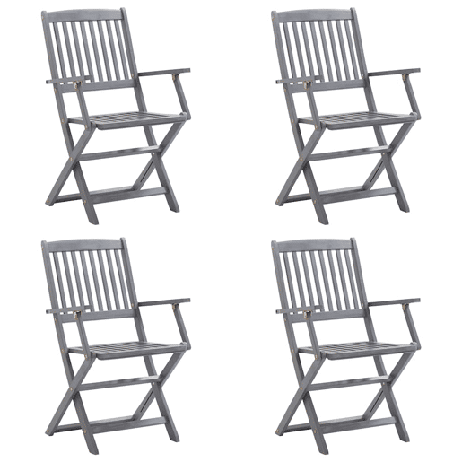 Cadeiras exterior - Cadeiras de jardim dobráveis c almofadões 4 pcs acácia maciça