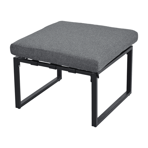 Conjunto de móveis de jardim - Sofá + Mesa de centro + Pufe - Estrutura em aço galvanizado, mesa em vidro - Cinza