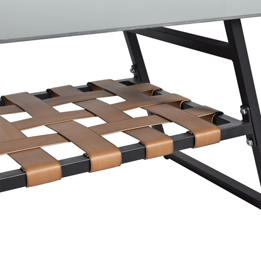 Conjunto de móveis de jardim - Sofá + Mesa de centro + Pufe - Estrutura em aço galvanizado, mesa em vidro - Cinza